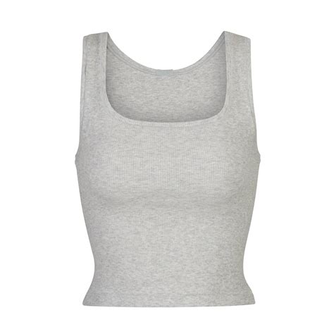 gucci tank tops|Cotton rib tank top with Web in grey .